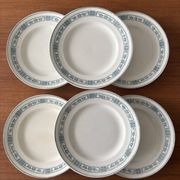 Set of 6 antique flat plates Moulin des Loups & Hamage model P