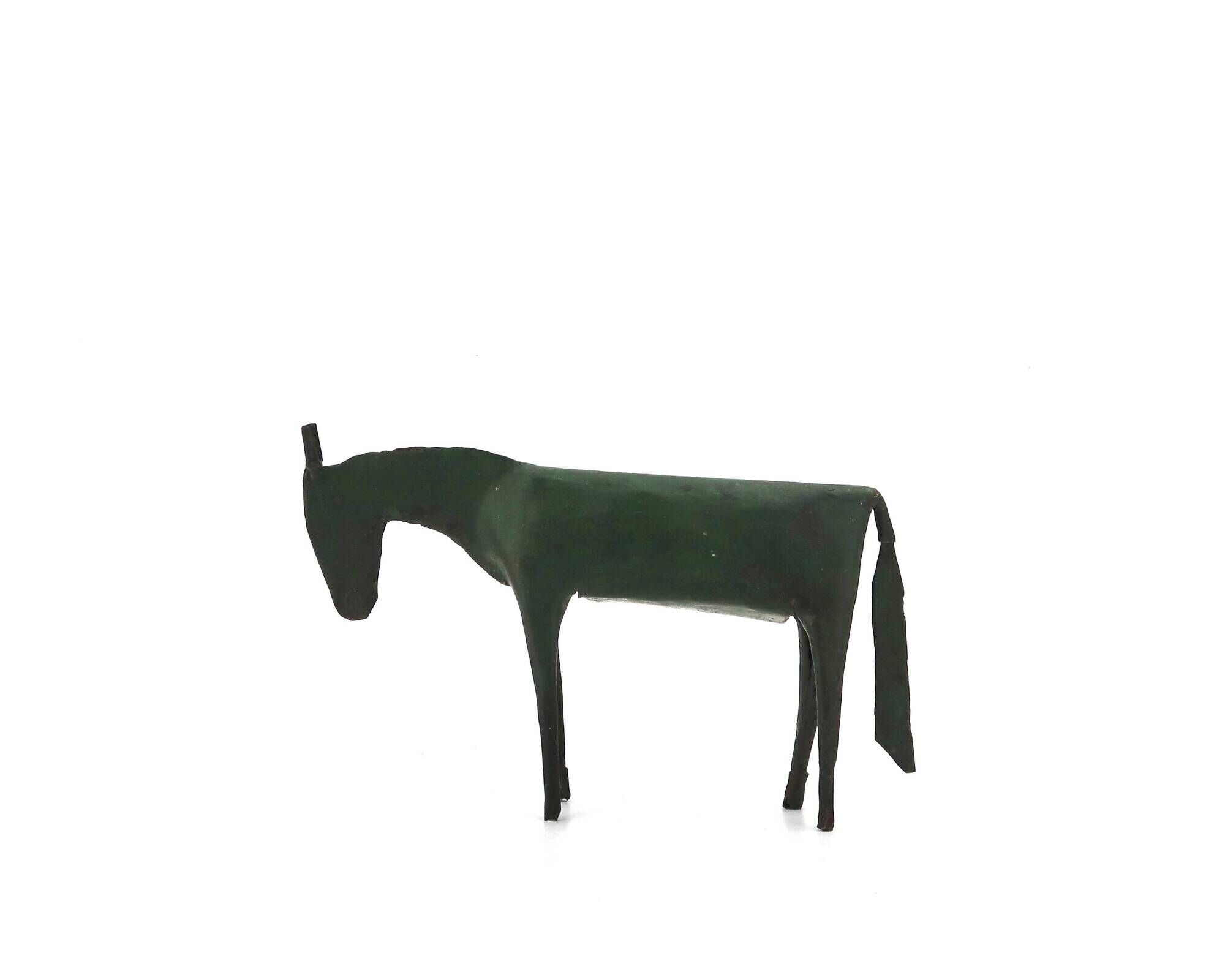 Sculpture of a dark green patinated metal horse, 1980s.
