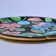 Large Decorative Enamelled Ceramic Plate — Vallauris — Floral Decoration