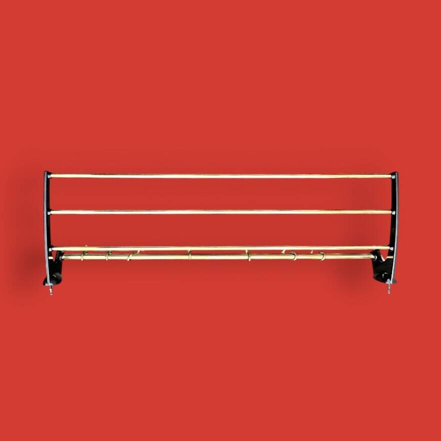 Vintage wall-mounted coat rack in black bakelite and brass – 1950s