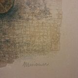 Lithographie en couleur d’André Minaux (1923-1986), nature morte, fruits