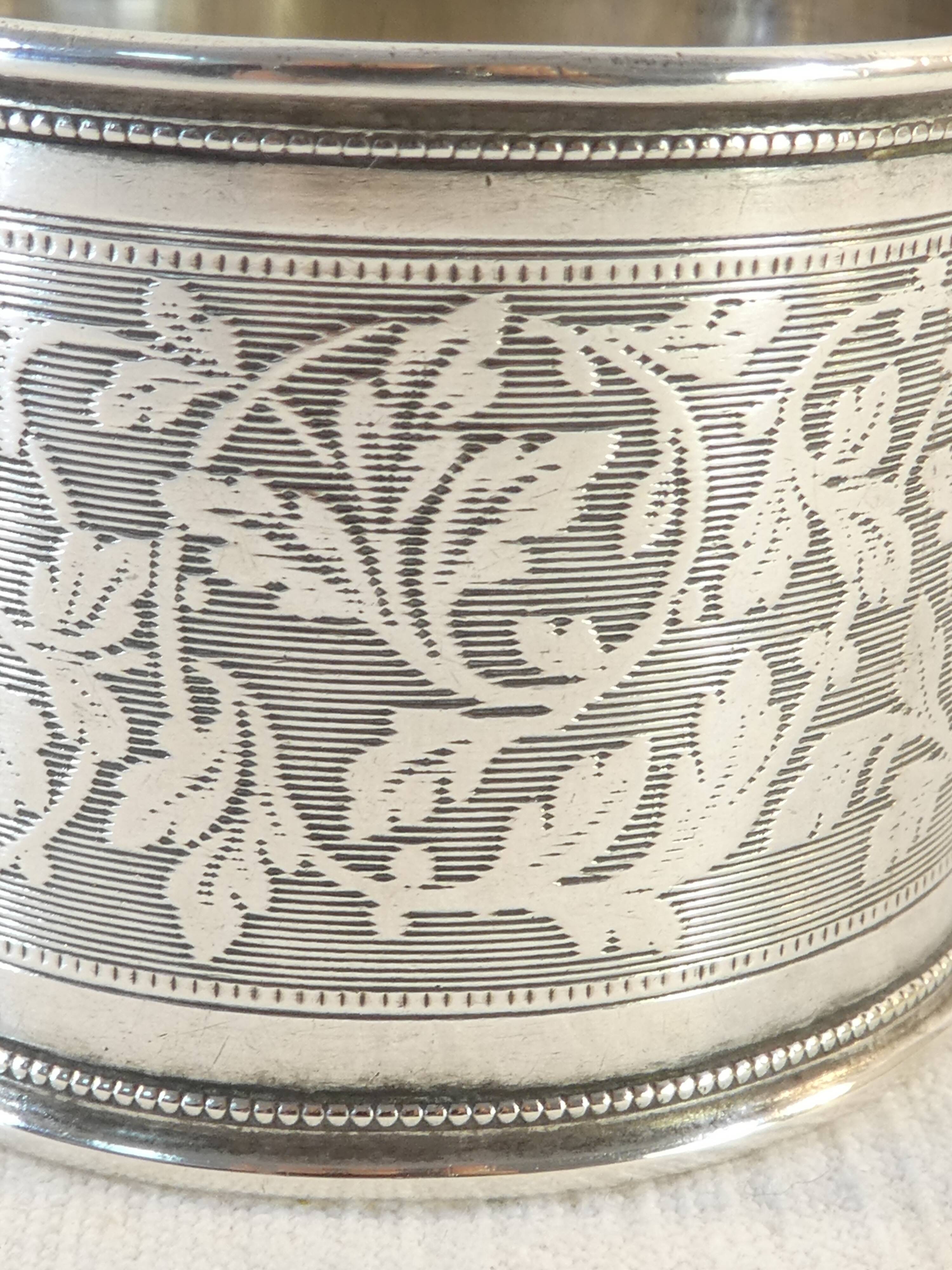 Solid silver towel round late 19th