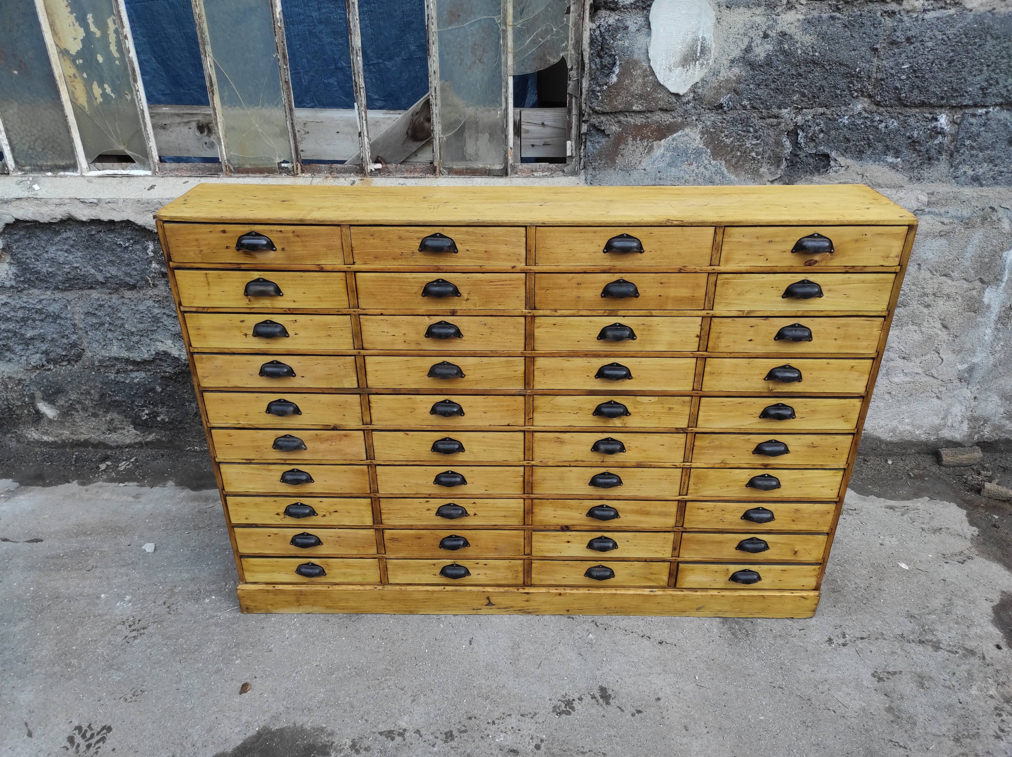 Craft furniture with 40 drawers and workshop shell handles