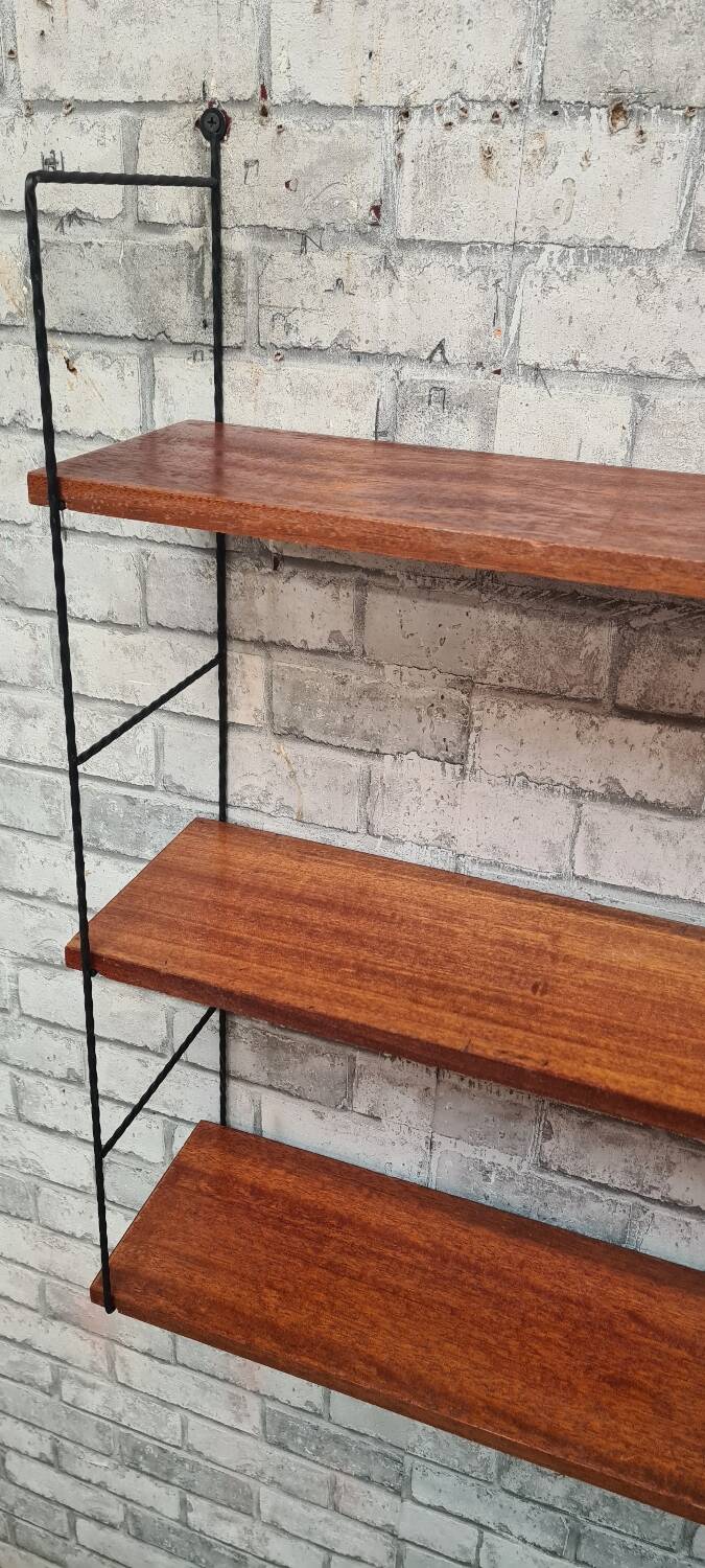Etagere vintage original  bois acajou . metal