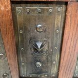 20th century natural wood and metal plate secretary desk