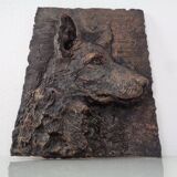 Large copper-coloured German Shepherd relief, 1960s