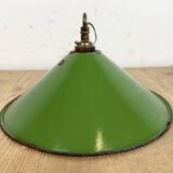Industrial British Green Enamel Factory Pendant Lamp, 1950s