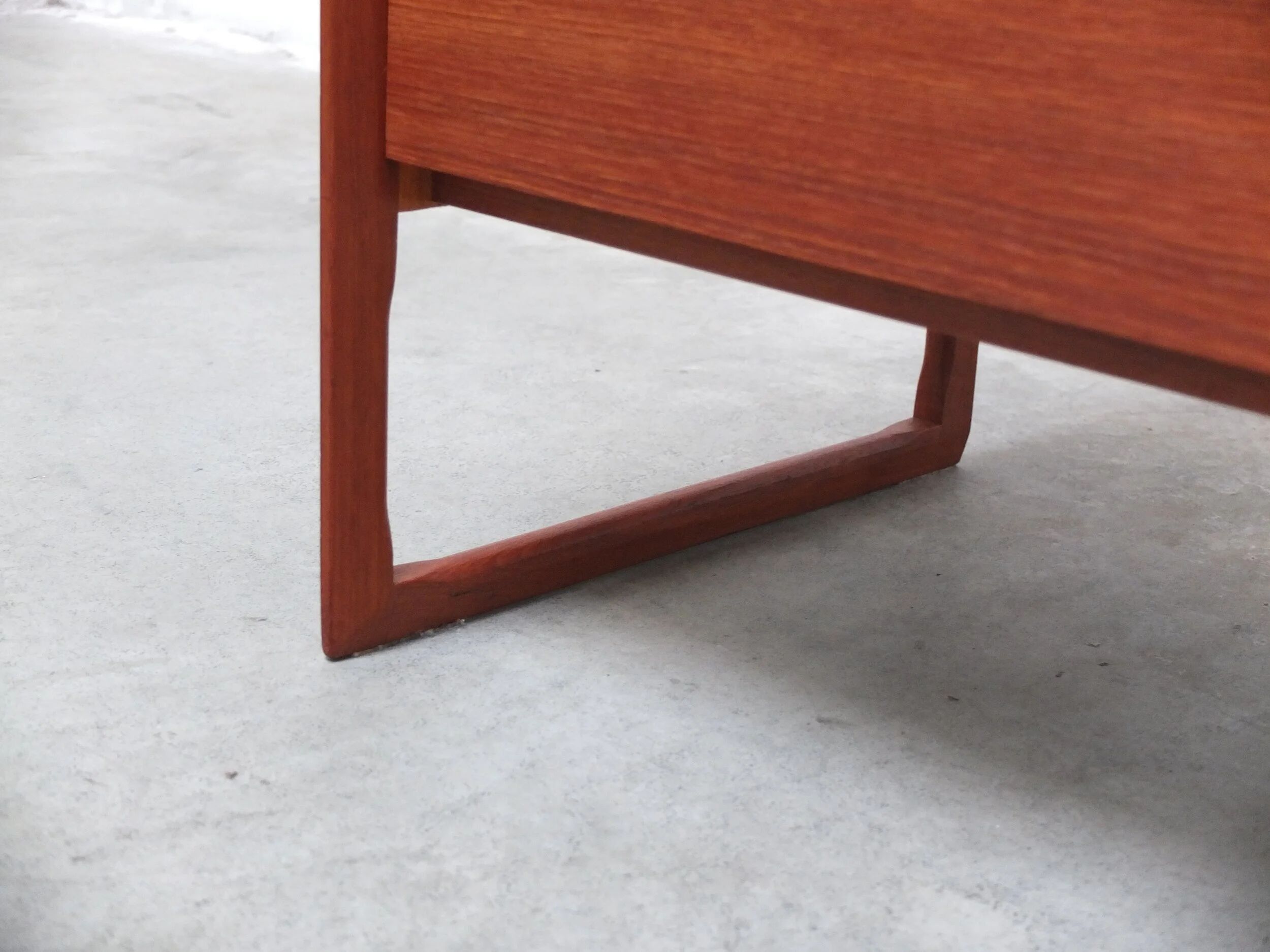 Danish chest of drawers in teak with sledge feet, 1960s