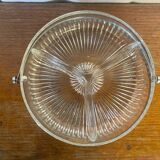 Vintage Molded Glass Aperitif Serving Tray + Chrome Metal Handle VMC Reims Vinta