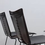 Leather stacking chairs by Toyoda Hiroyuki for ICF 1980s, set of 4
