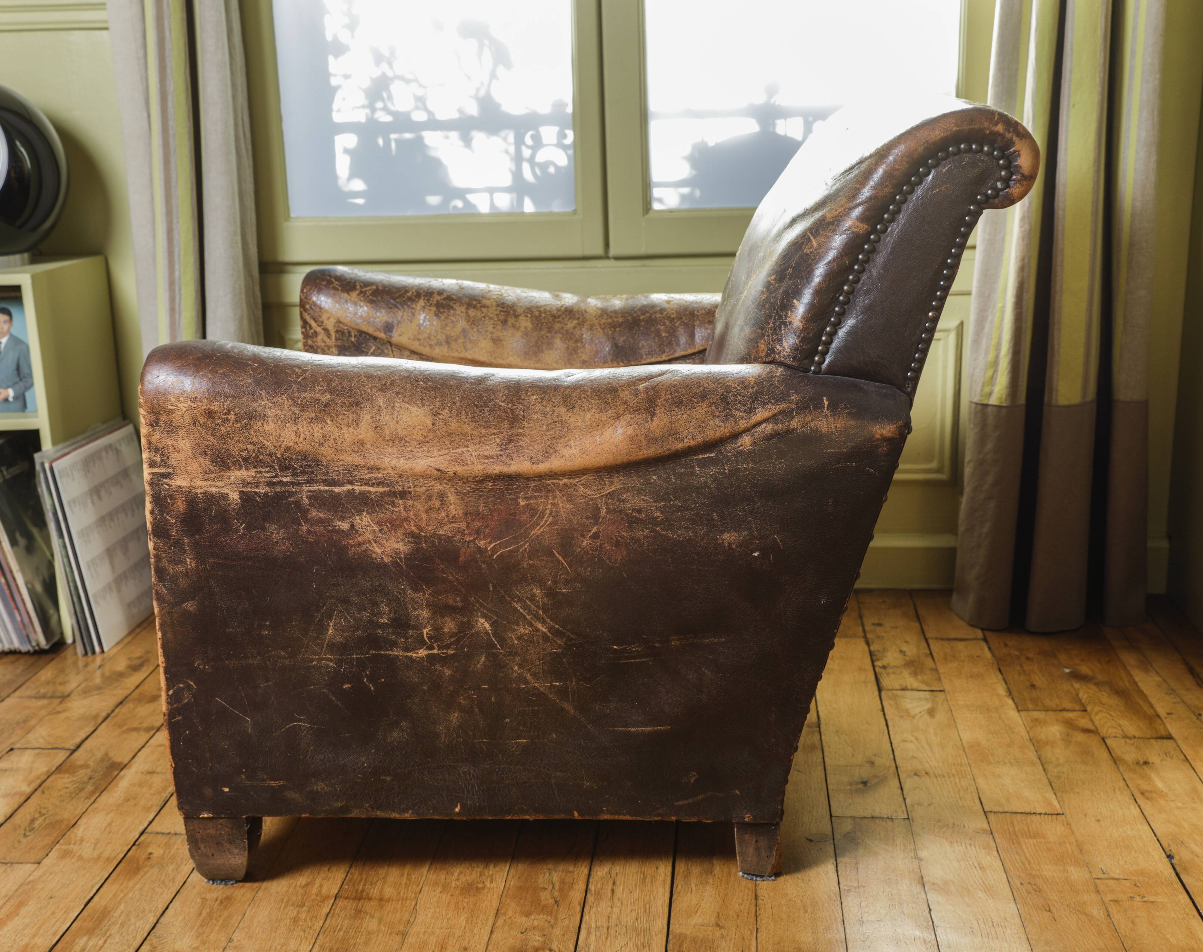 Old vintage leather club chair