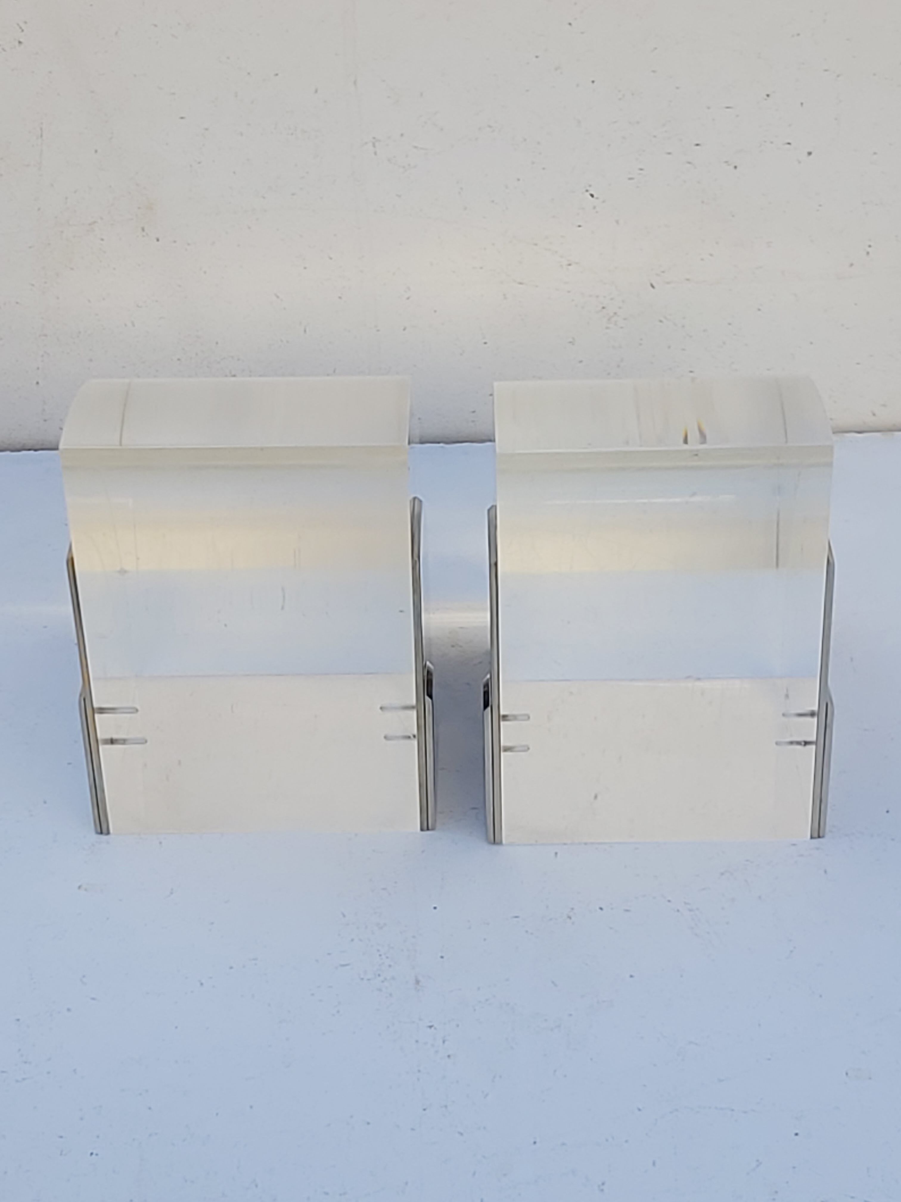 Plexi chrome metal bookends in the 70s
