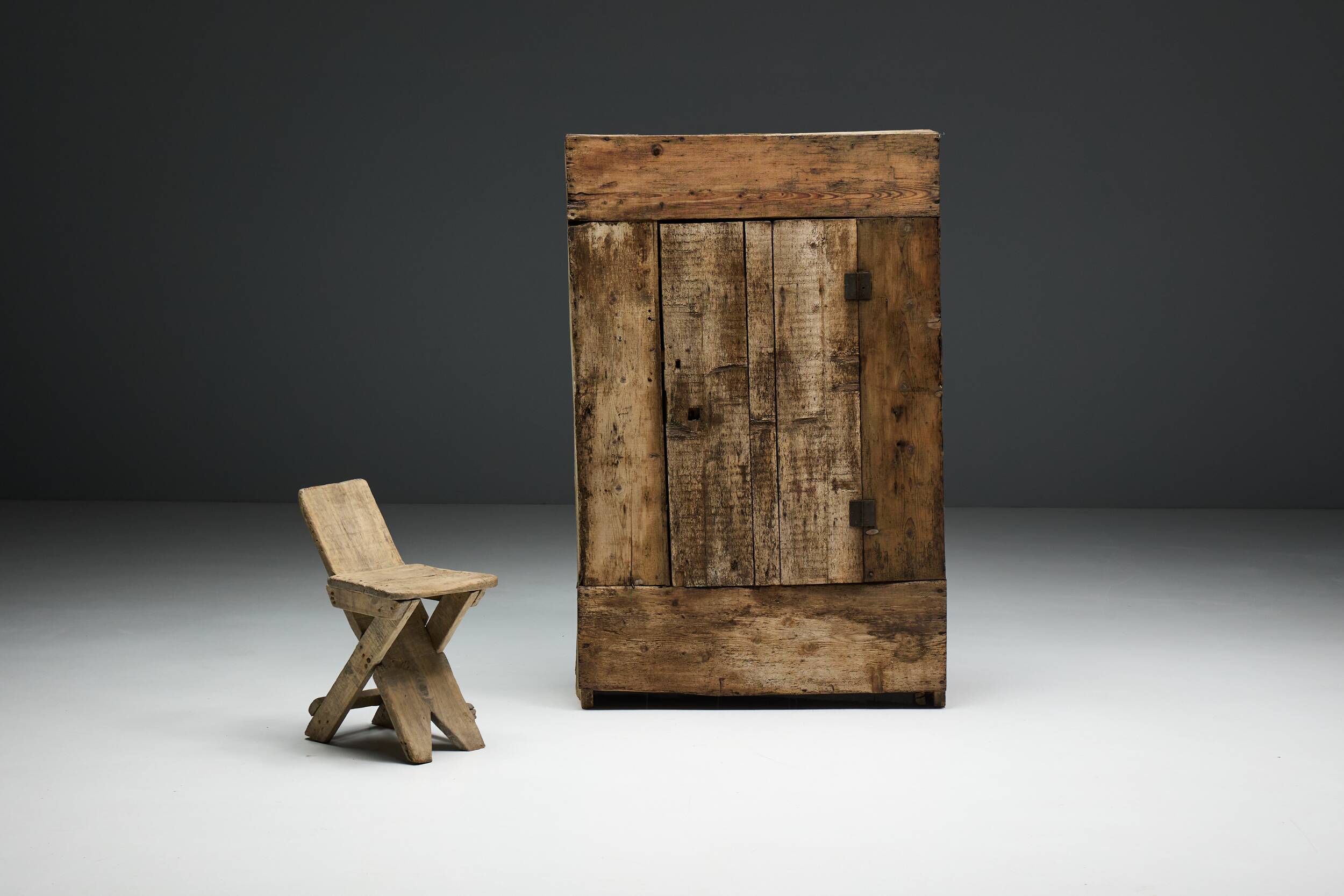 Rustic folk art cabinet, France, 19th century