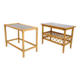 Pair of rattan end tables from the 60s and 70s.