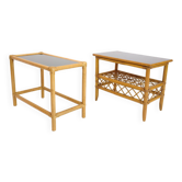 Pair of rattan end tables from the 60s and 70s.