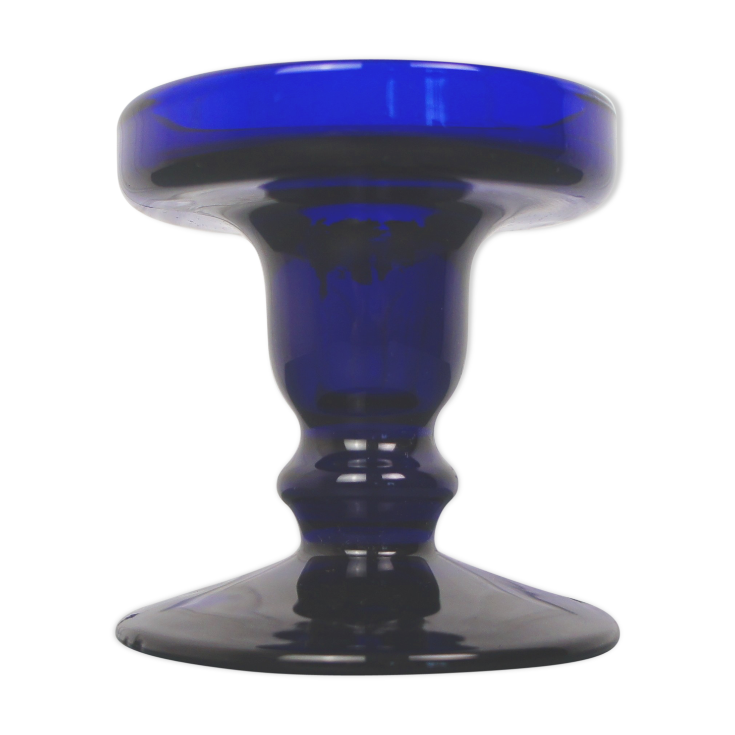 Blue tinted glass candlestick