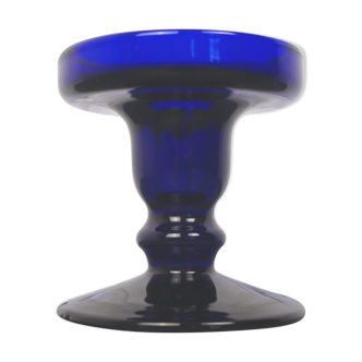 Blue tinted glass candlestick