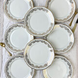 8 Flat plates porcelain white gilded CHAUVIGNY LIMOGES