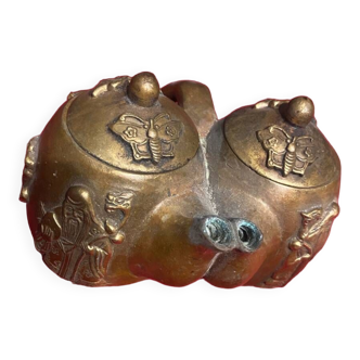 Double Chinese bronze teapot