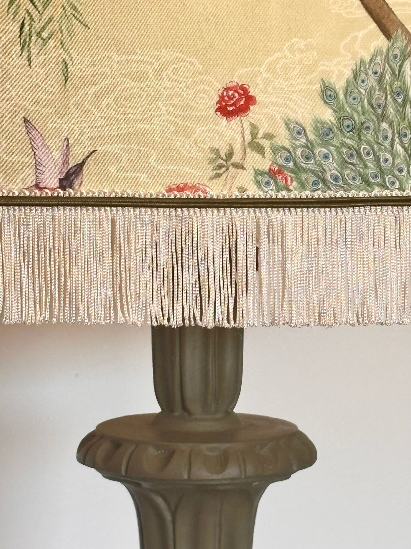 Restored vintage floor lamp – handmade Thevenon lampshade