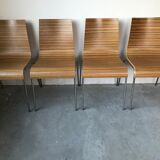 Suite of 4 zebra wooden chairs