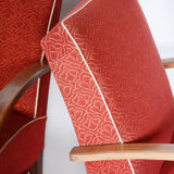 Pair of red Art Deco armchairs made in the 1930