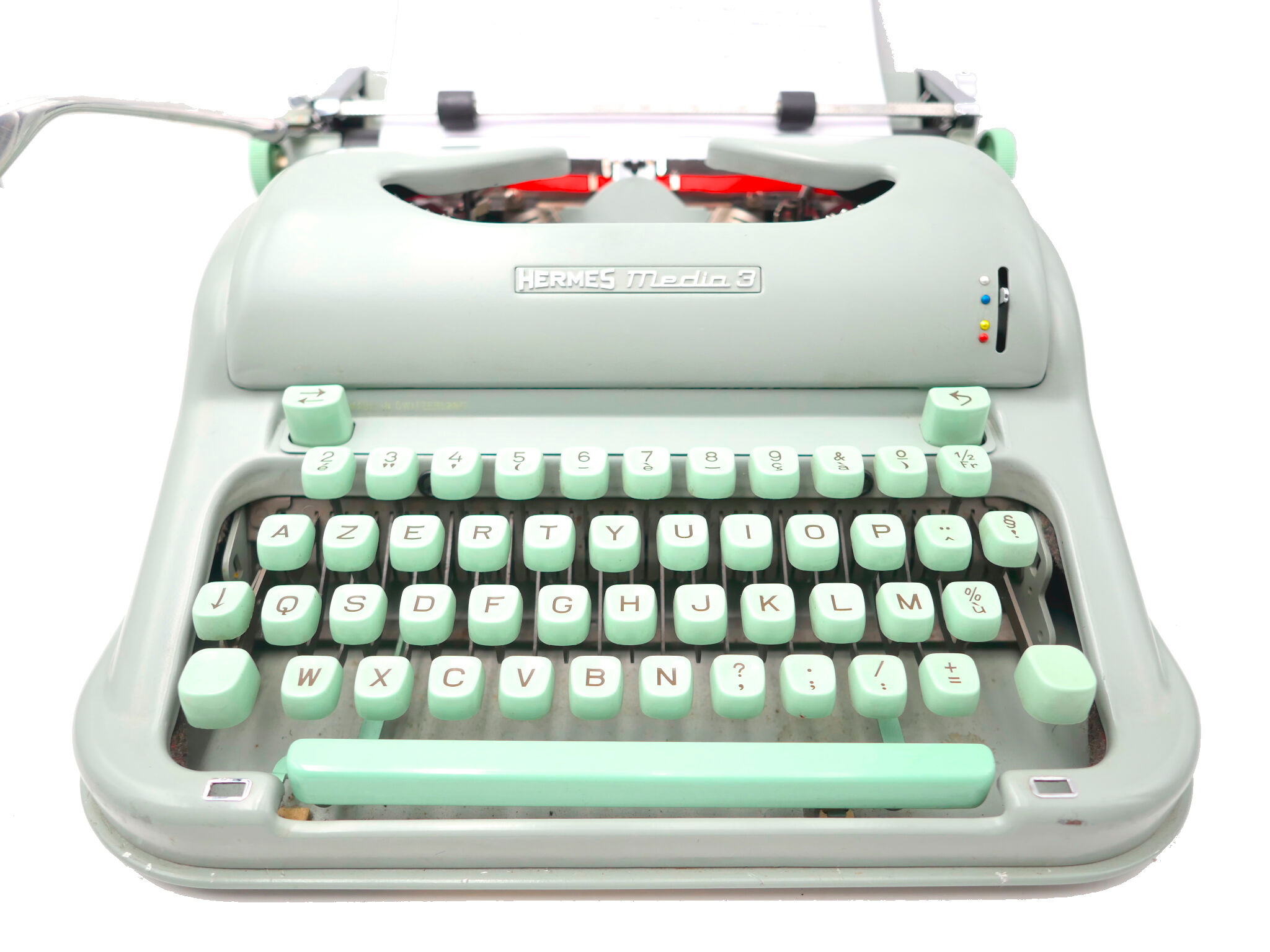 Hermes 3000 Green Typewriter Revised with New Ribbon
