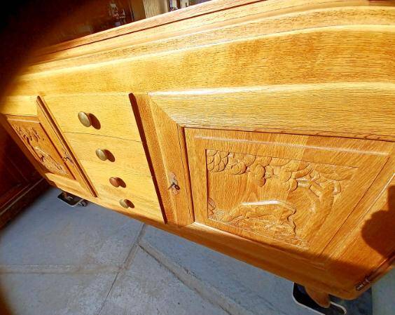 Brutalist design solid oak sideboard circa 1930-1940 - Art Deco