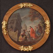 Round painting from the first half of the 19th century, the healing of the centurion's servant