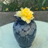 Blue sandstone vase signed Marcel Schmitter betschdorf Alsace