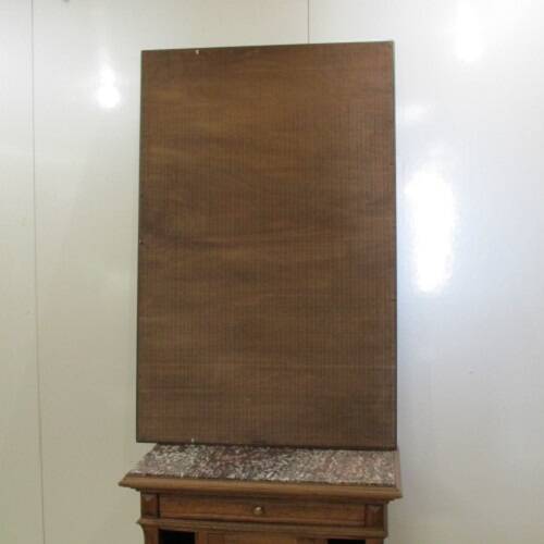 Large beveled mirror, simple wooden frame