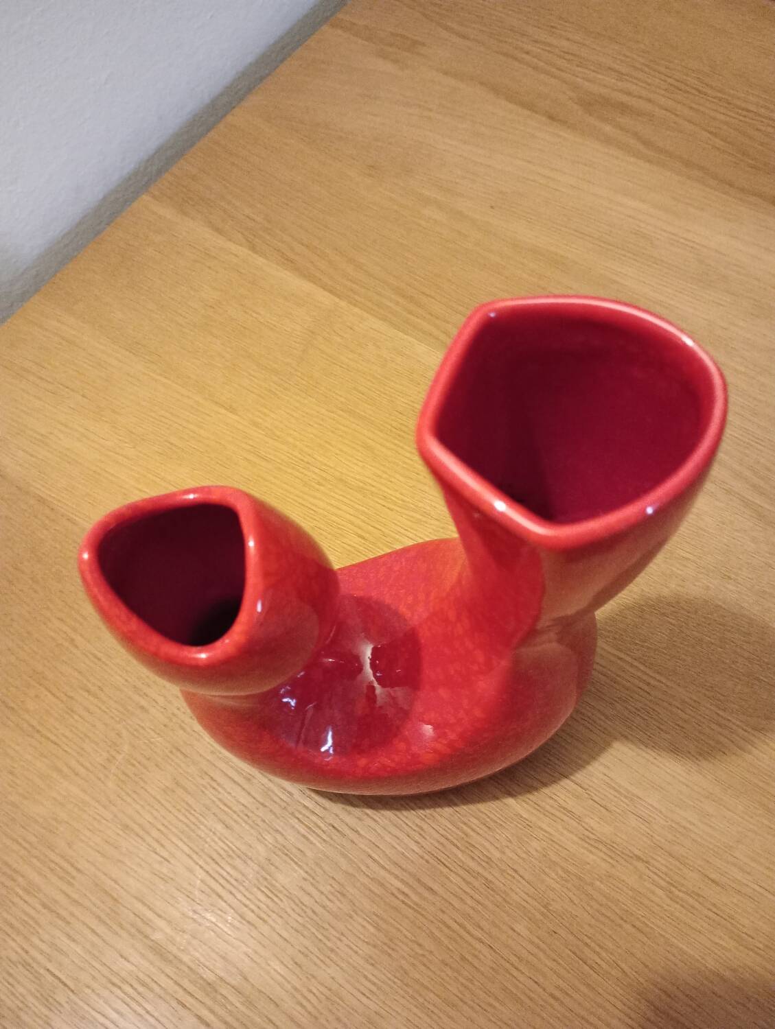 Red ceramic vase, italy 1970s