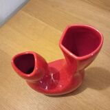 Red ceramic vase, italy 1970s