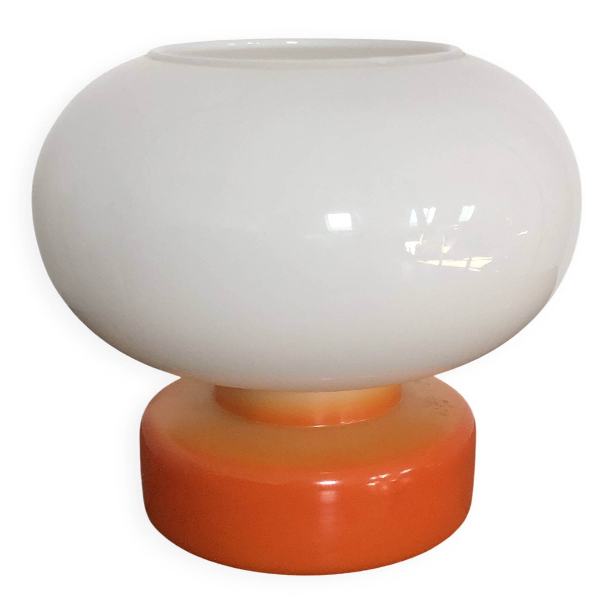 orange opaline bedside lamp - vintage 70s