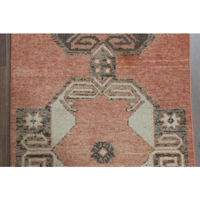 Orange Vintage Turkish Oushak Handmade Wool Runner Unique Rug 78x318