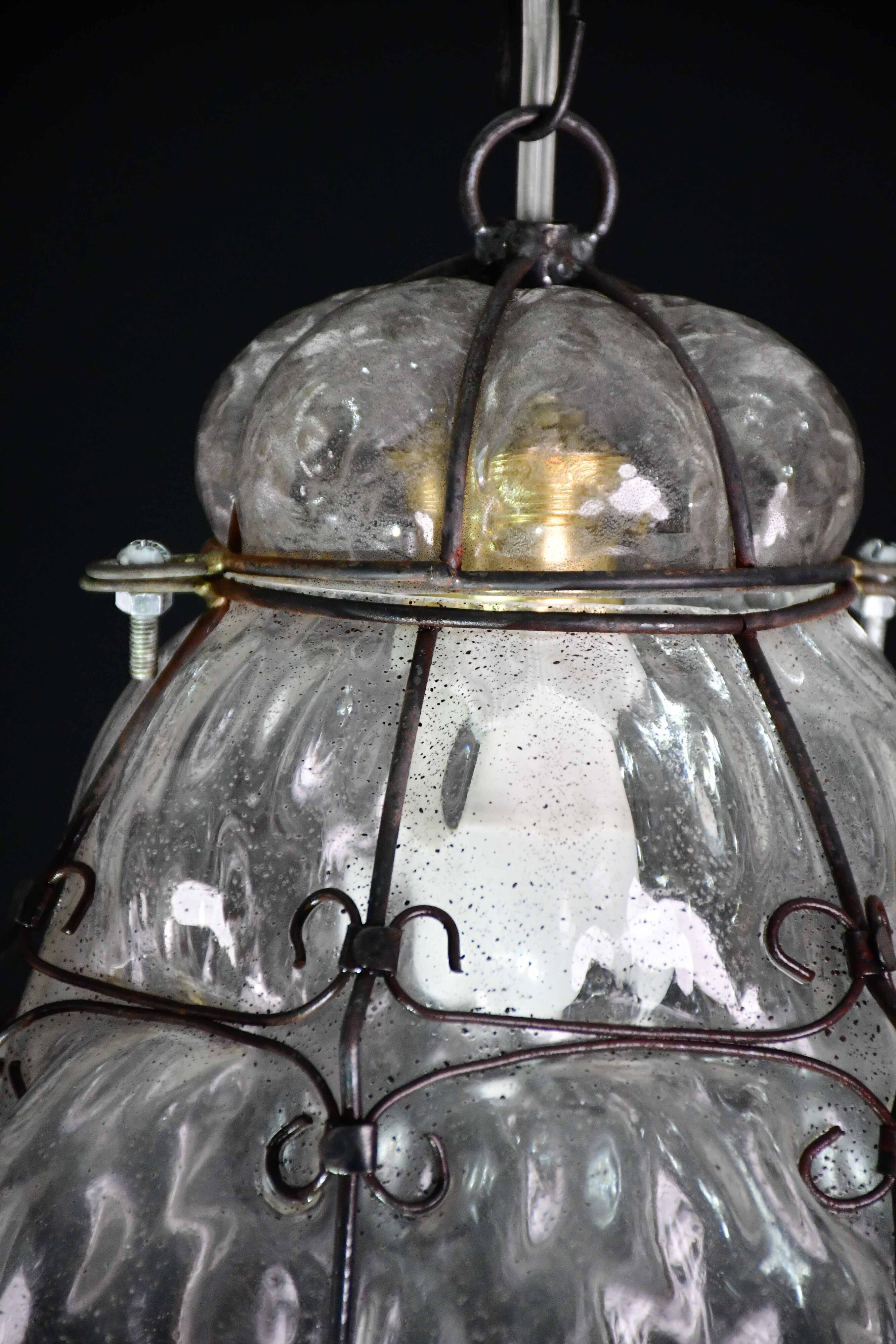 Venetian transparent lantern, Murano glass, Italy, 1970s
