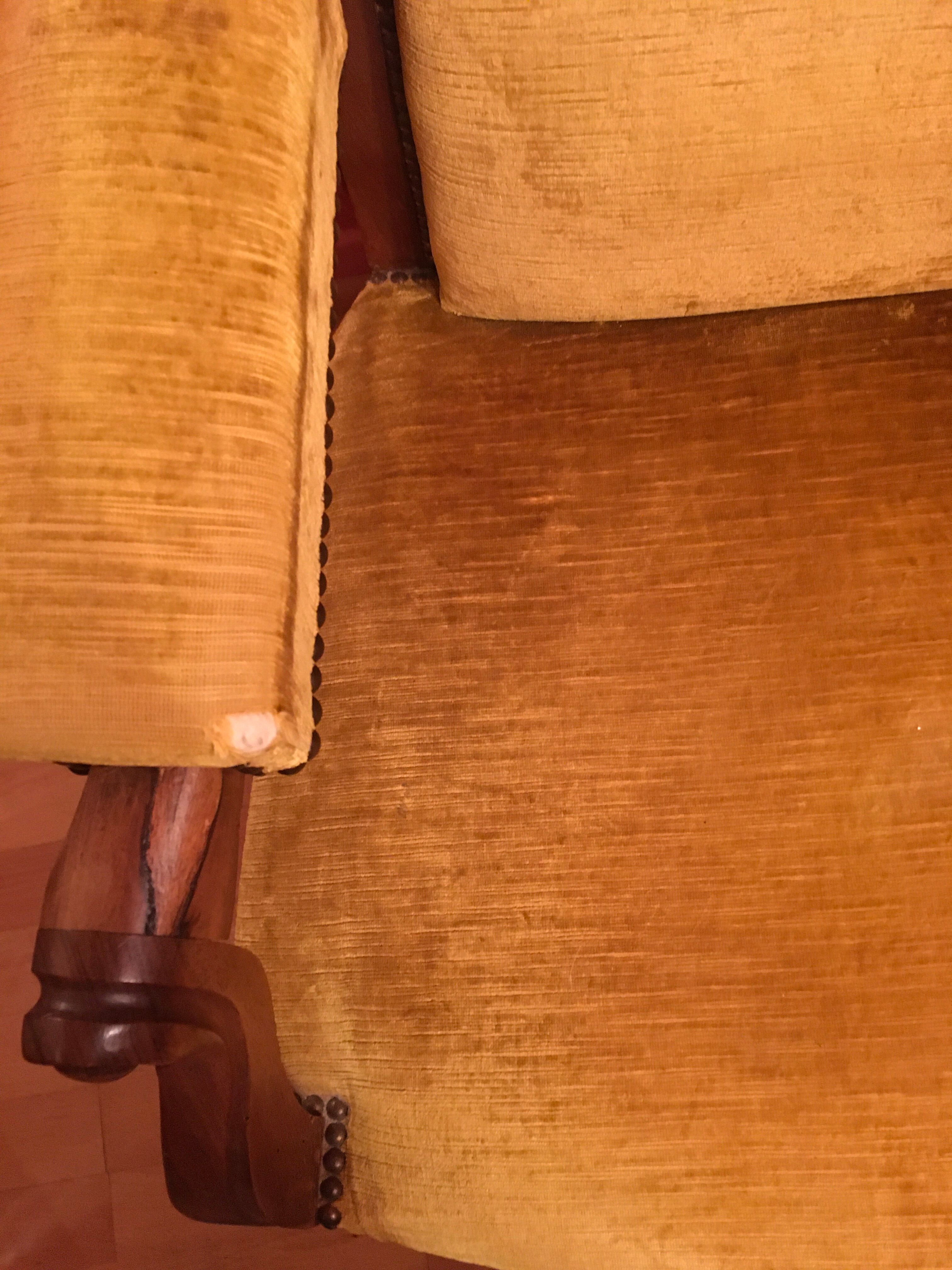 Voltaire chair in Mustard-coloured velvet