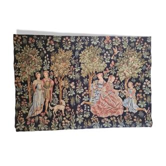 Tapestry JP Jules Pansu Paris point d'Halluin gallant scene Middle Ages