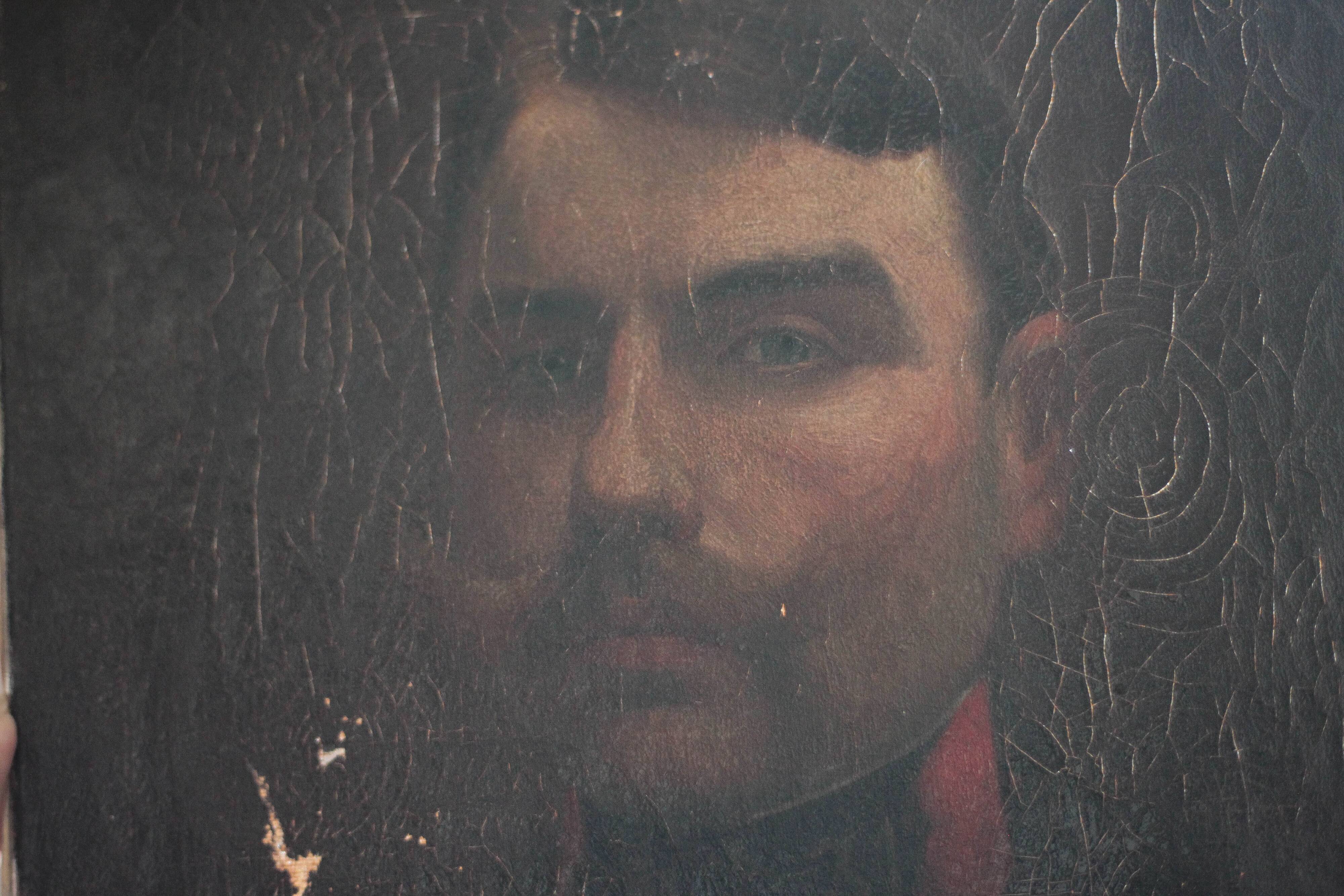 vintage painting, painting on canvas, military man portrait painting, decoration