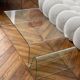 Vintage coffee table in curved corrugated tempered glass minimalist design