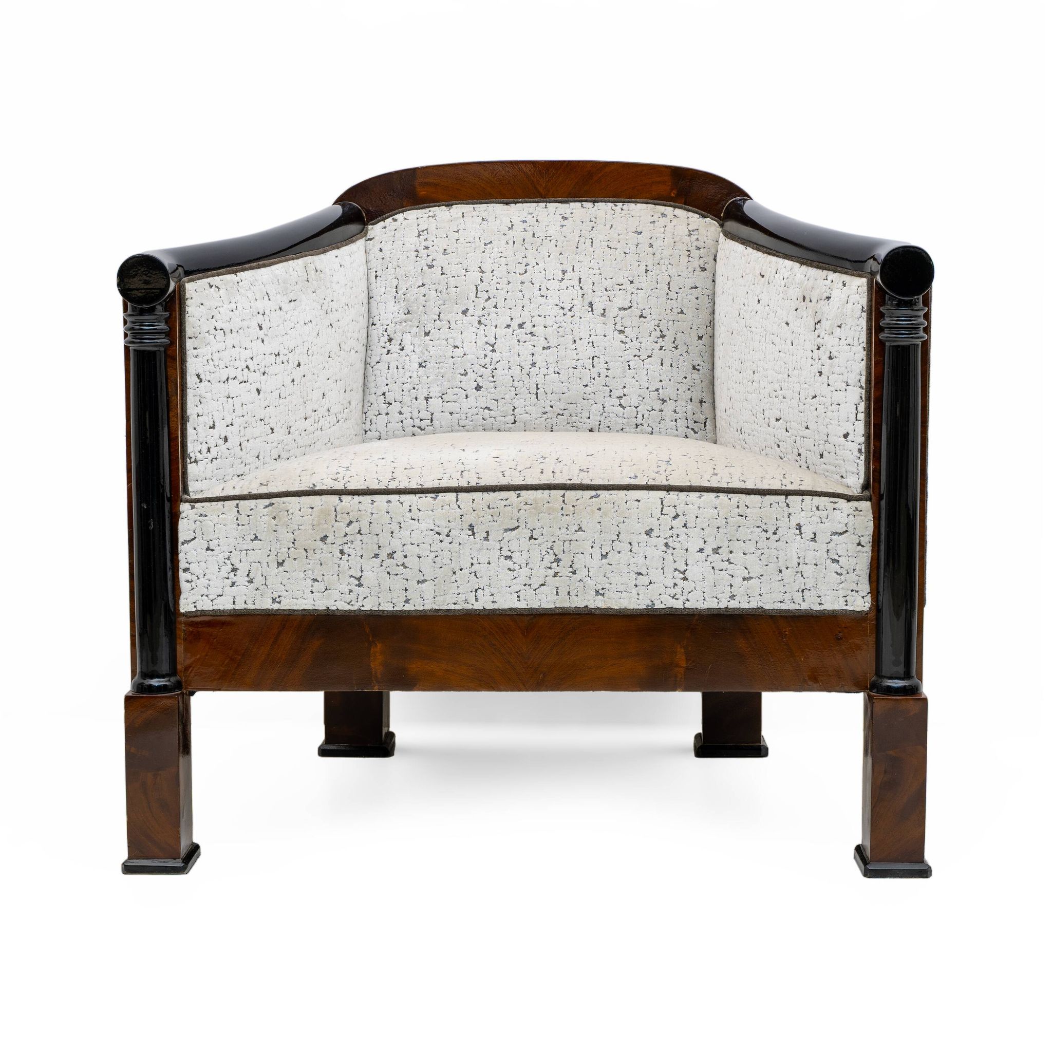 19th Century Biedermeier Mahogany Feather Two Armchairs and Sofa, Vienna