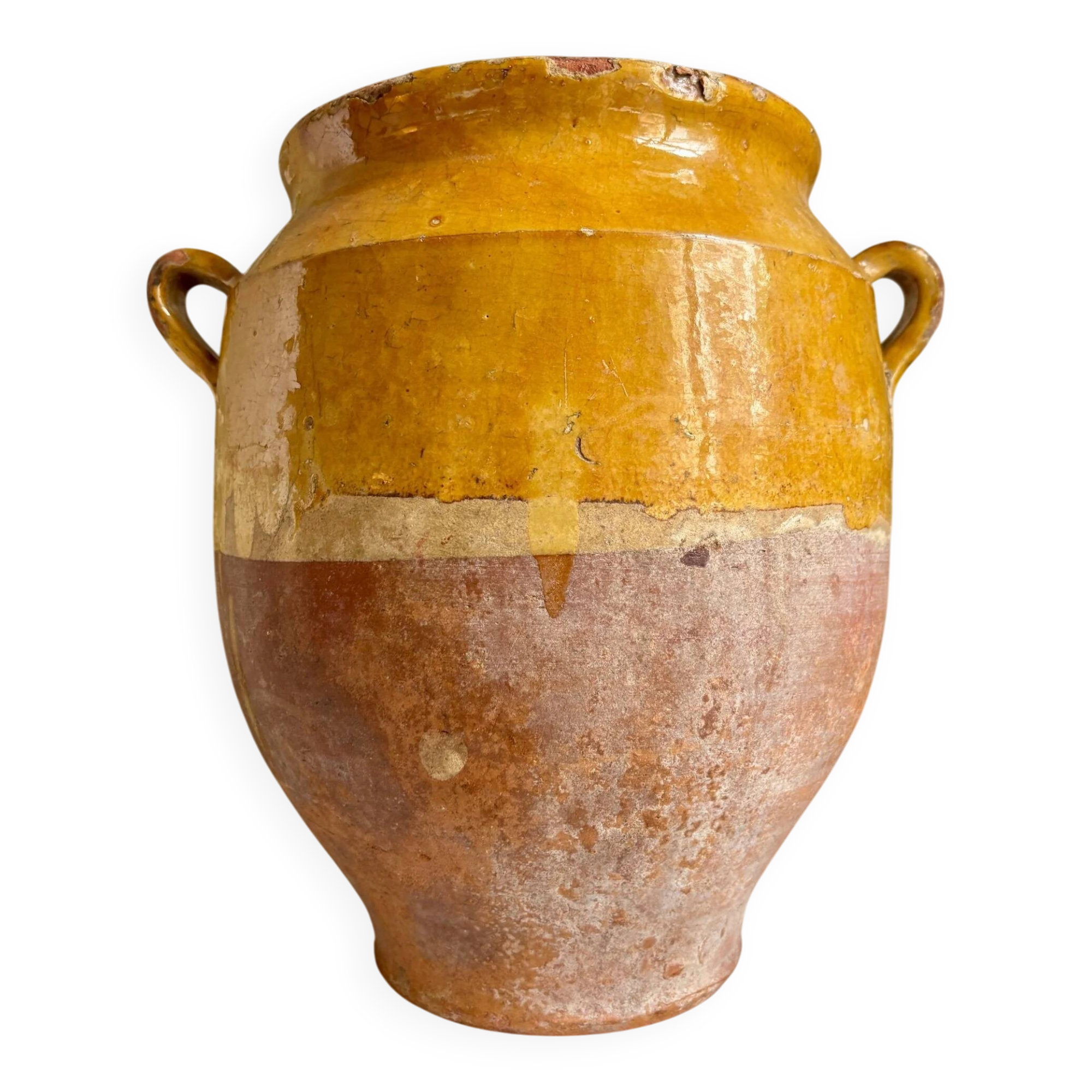 Grease pot, glazed ochre ceramic jar no. 4 - 18th century