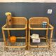 Paire de chevets vintage rotin et verre
