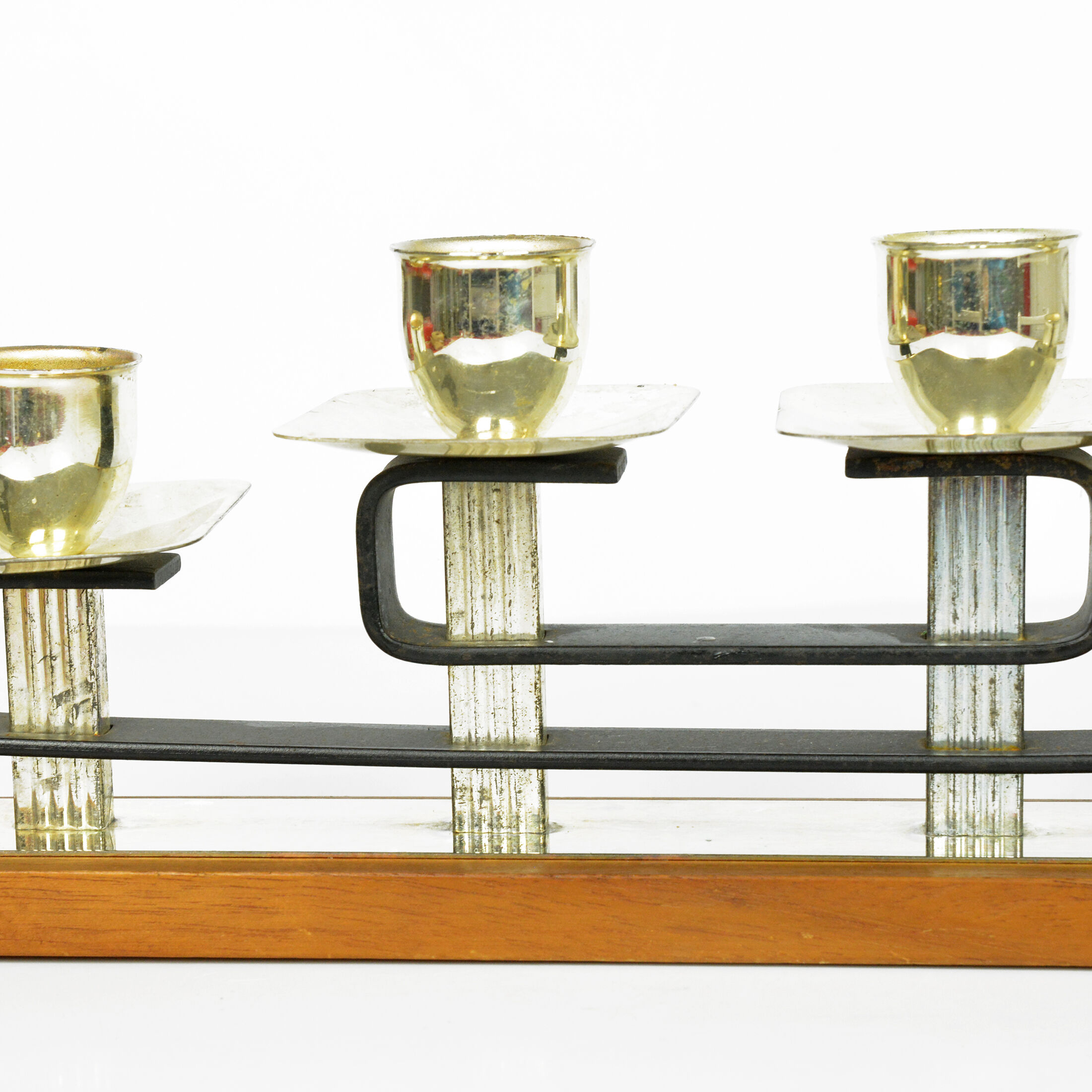 1930s art deco teak candlestick, Austria