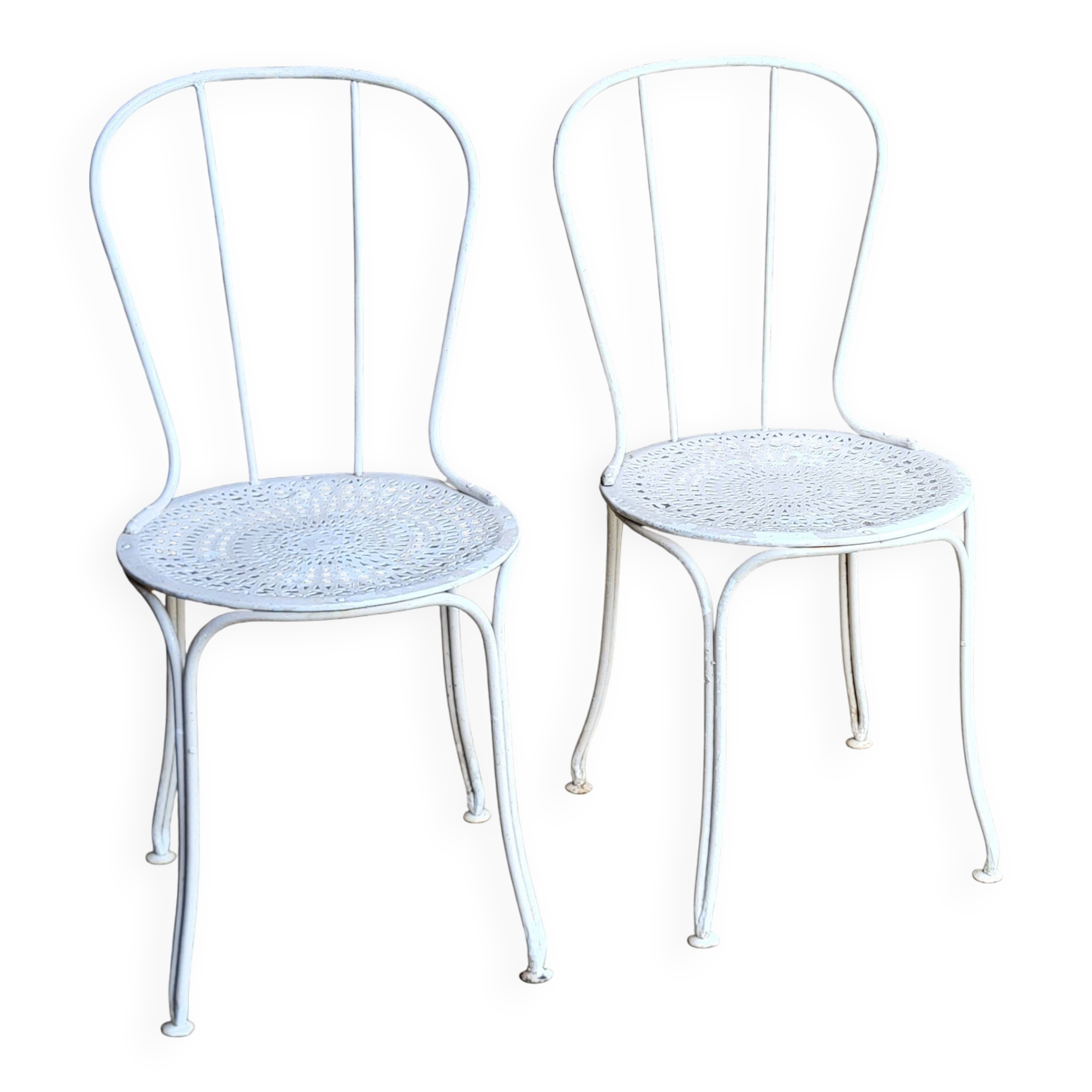 Pair of iron garden chairs