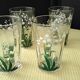 6 Verres gobelets anciens Décor de muguet sérigraphié