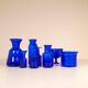 Midcentury collection of eight blue vases by Erik Höglund, Sweden, 1960s.
