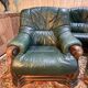 Salon canapé et deux fauteuils anglais "Oxford" en cuir et bois de chêne