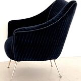 Italian Armchair with Brass Legs reupholstered in Magnificent Velvet