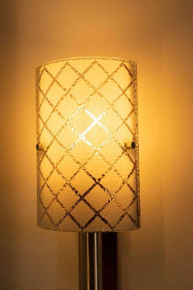 Vintage 1960s wall light, milk glass and bohemian teak.